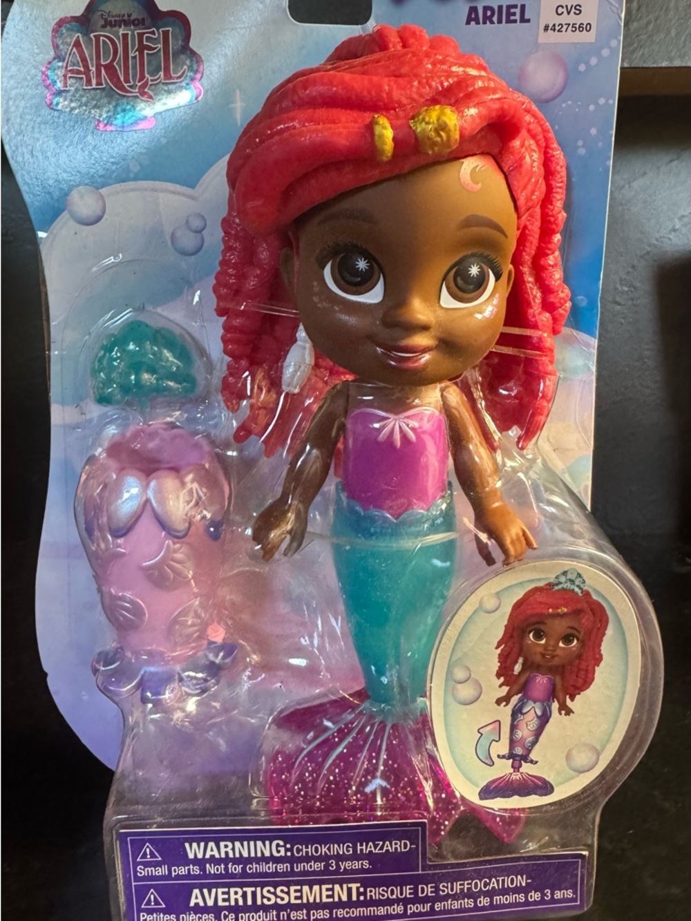 Disney Ariel Pop Tails Mermaid Doll - Red Hair, Teal Tail, Pink Top